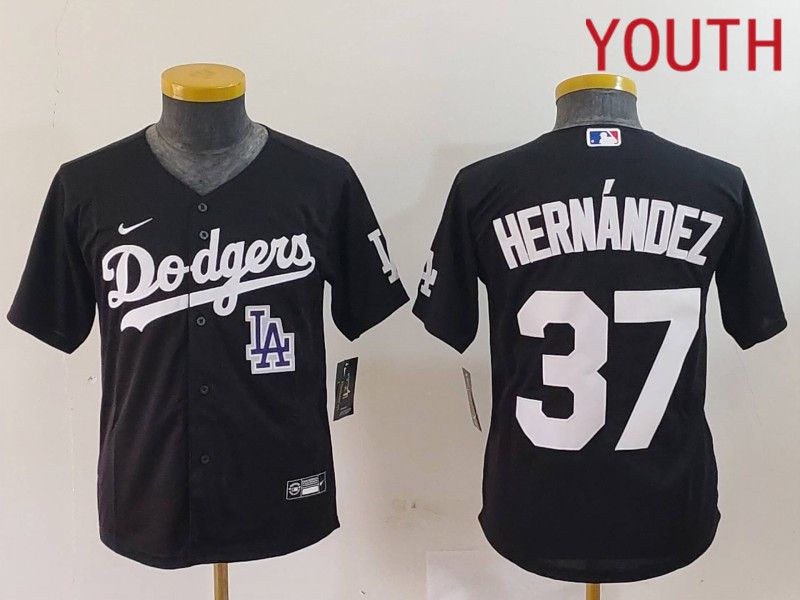 Youth Los Angeles Dodgers #37 Hernandez Black Nike Game 2024 MLB Jersey style 7244->youth mlb jersey->Youth Jersey